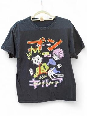 Cartoon Network Black Hunter x Hunter Graphic Tee with Neon Print